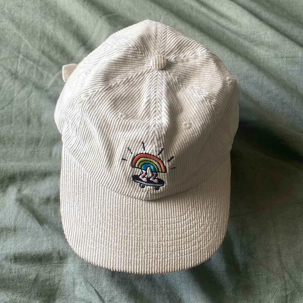 Eat Your Water White Panel Hat Rainbow Skate Logo